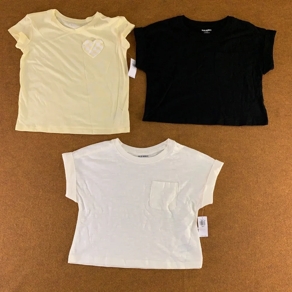 Old Navy Girls Size Small (6-7) Multicolor Short Sleeve Tees 3 Pieces NWT *Flaw